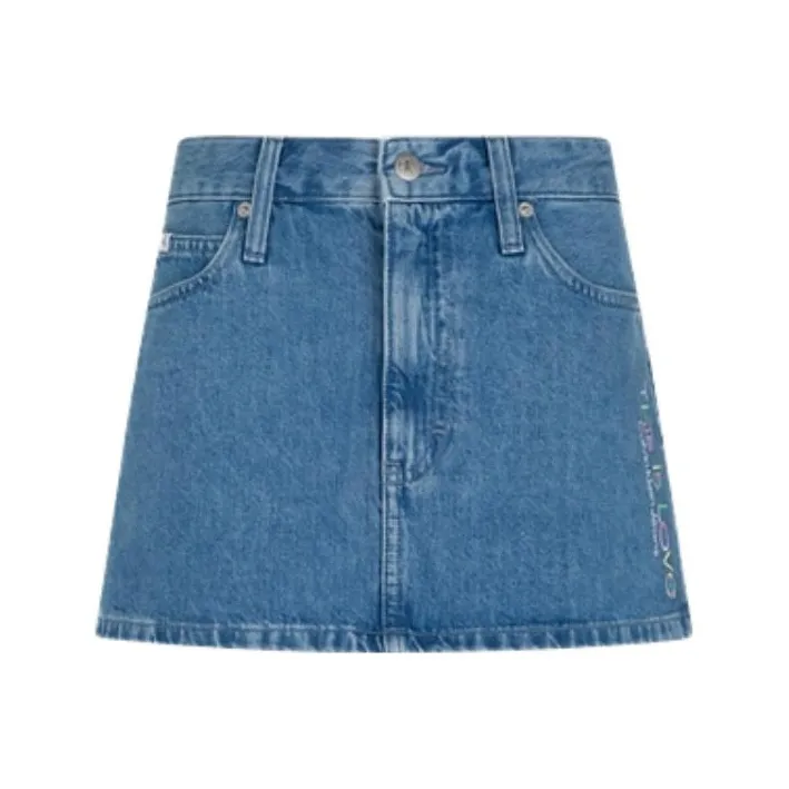 Calvin Klein Джинсовые короткие юбки Женские Джинсовый синий