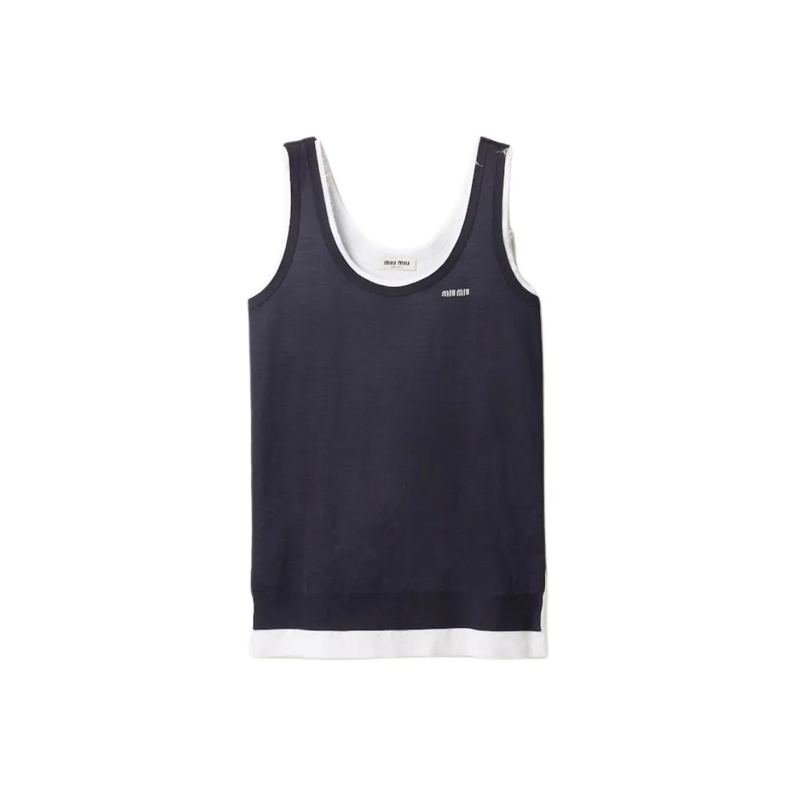 MIU MIU Sleeveless Dresses Women's Blue With White Lettering