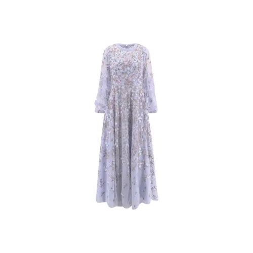 NEEDLE & THREAD Blue Женские Длинные Платья с Рукавами