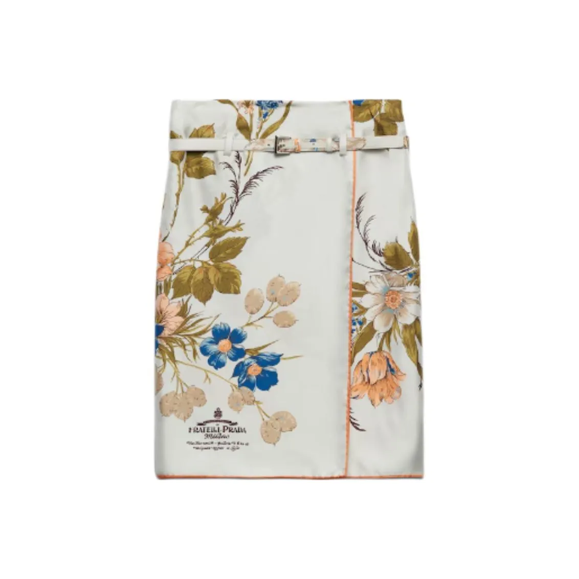 PRADA Floral Printed Belted Skirt