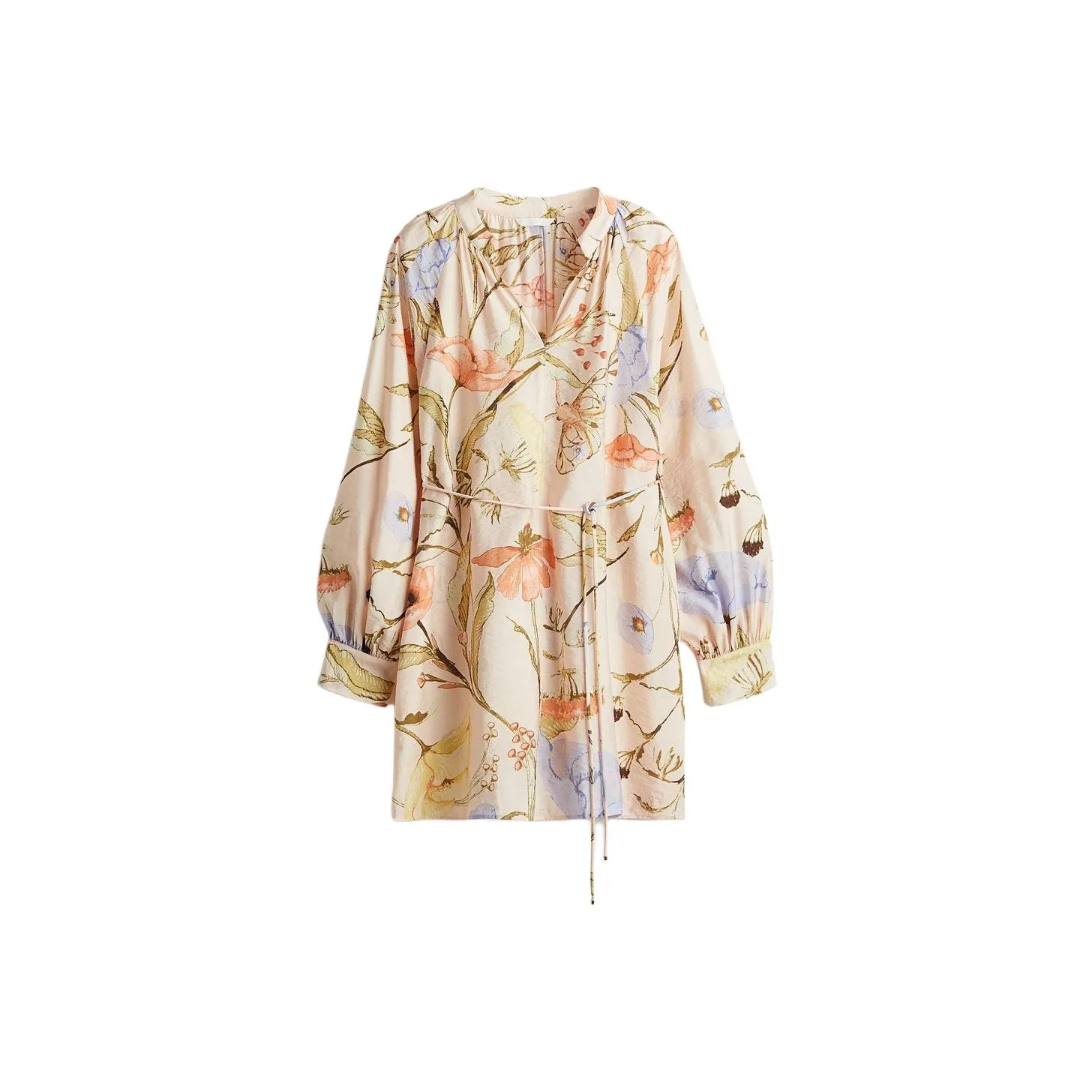 H&M Long Sleeved Dress Women's Light Apricot/Floral