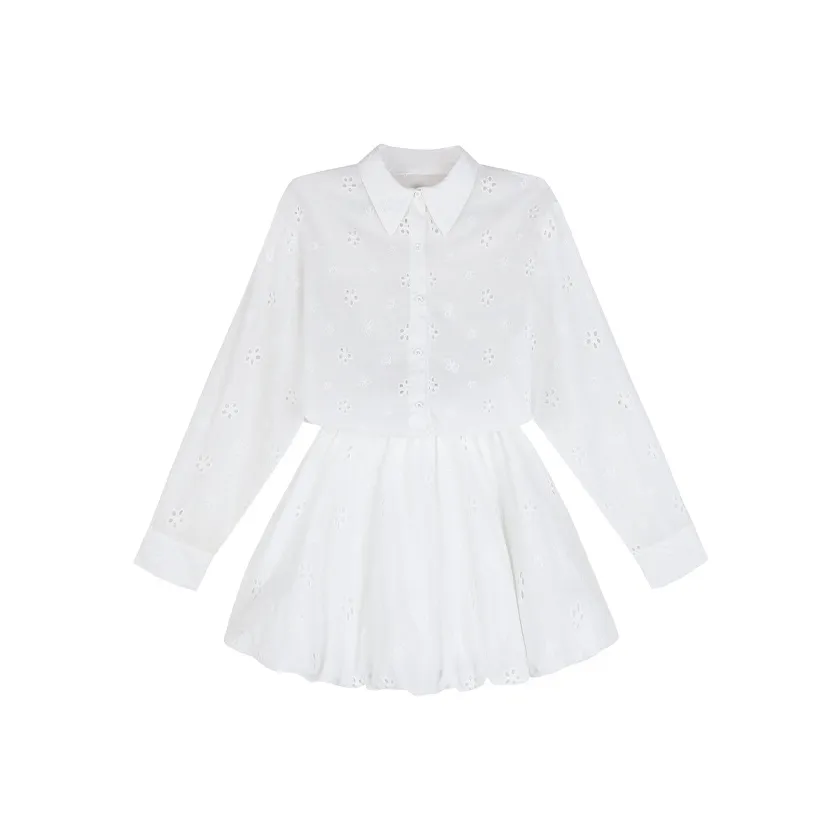 Sorrow Matsumoto Весенне-летнее Длинное Платье с Длинными Рукавами Женское Белое Укороченное