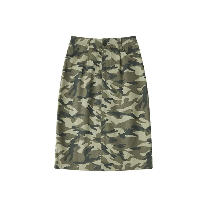 UNRETRO Casual Long Skirts Women's Camouflage