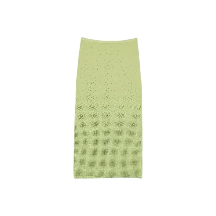 Sandro Юбка Midi с украшениями стразы повседневная длинная женская зеленая