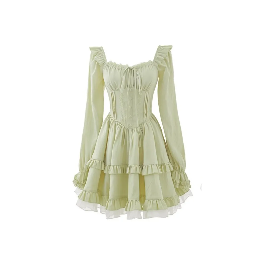 ZCDECO Длинное платье с длинными рукавами женское авокадо-зеленый