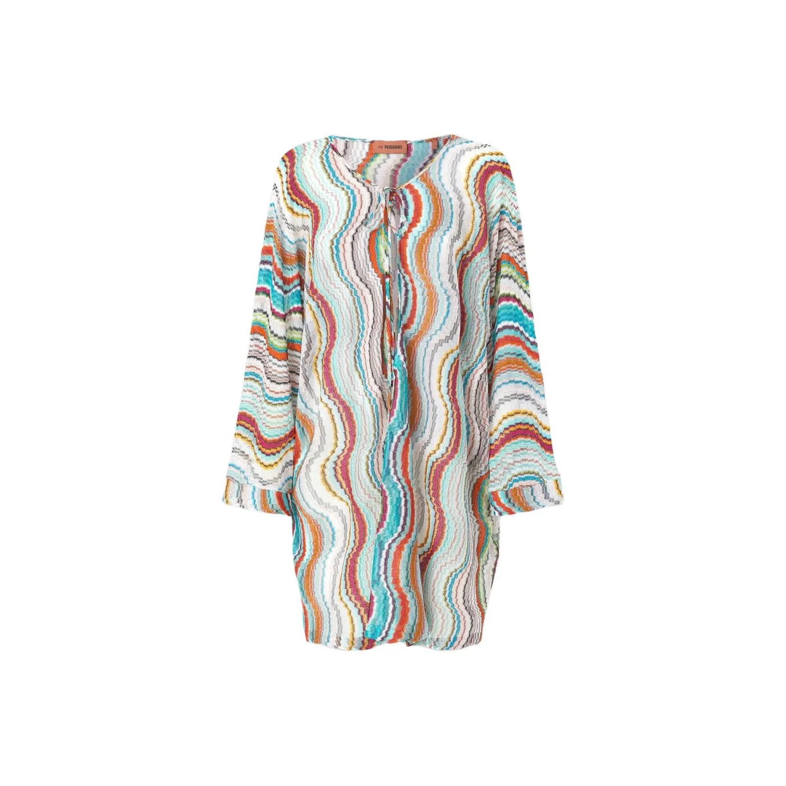 MISSONI Lamé Wave Motif Long Sleeved Cover Up Kaftan