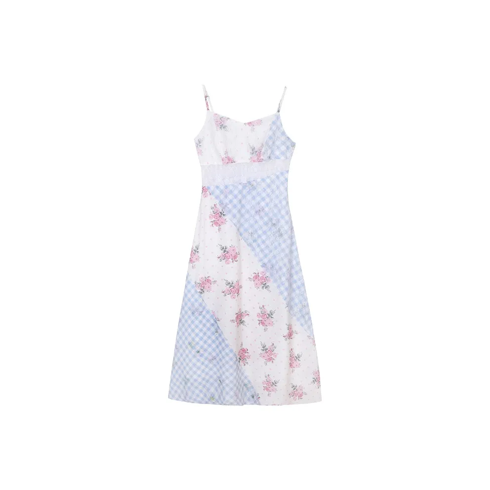 PZGE Slip Dress Women's Plaid Floral