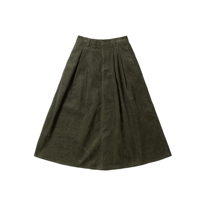 MOBI GARDEN A Line Skirt Solid Color Mid Rise Half Length Casual Long Skirt Women's
