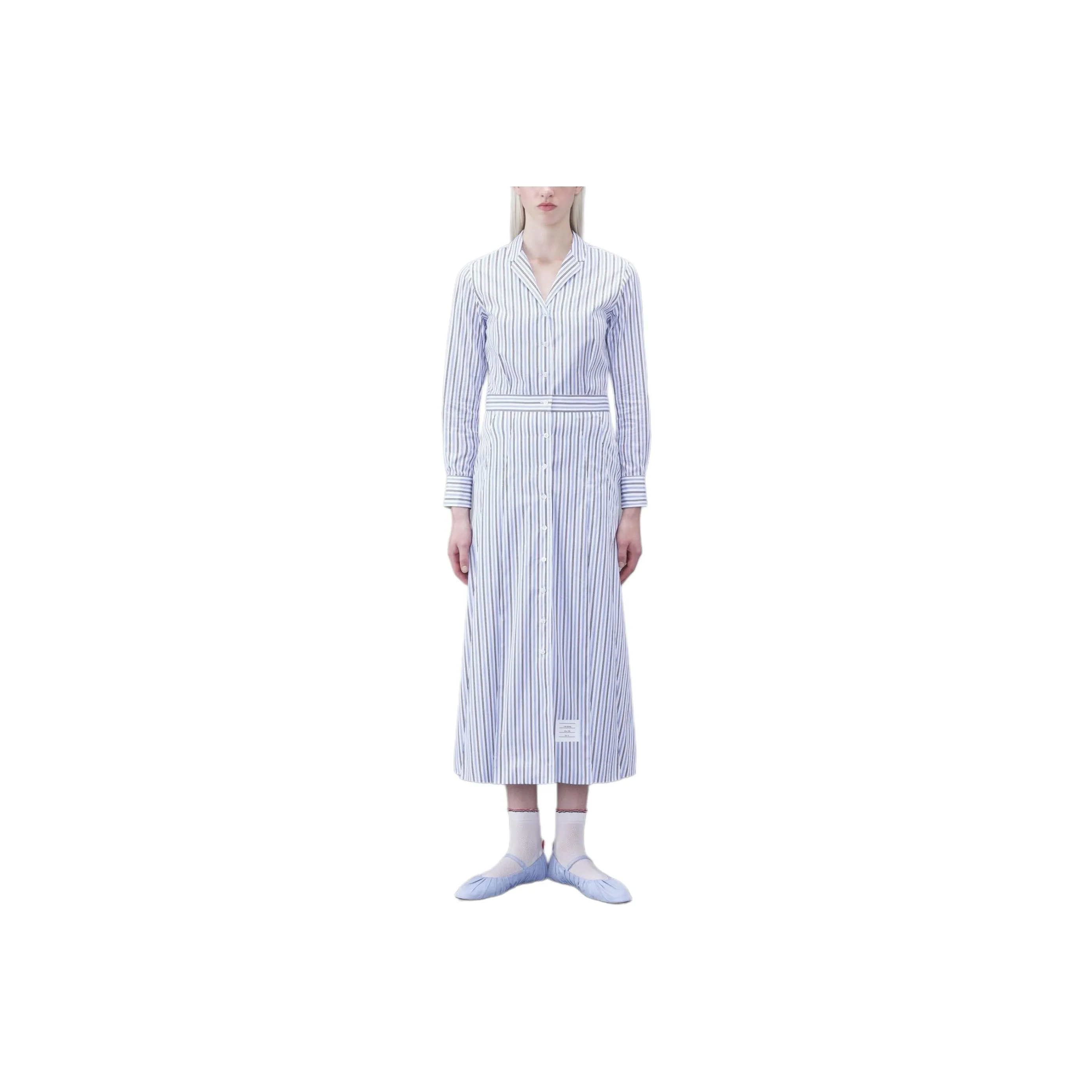 THOM BROWNE Stripe Poplin Mid A Line Shirt Dress