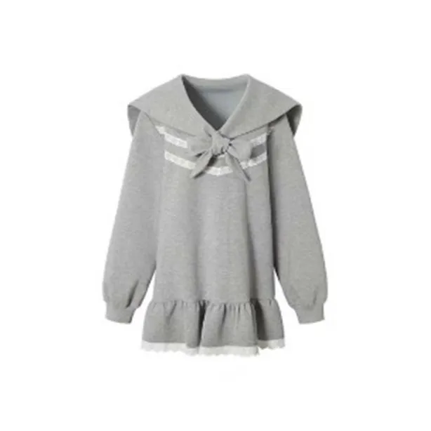 BDGU Длинное платье с длинными рукавами женское серое