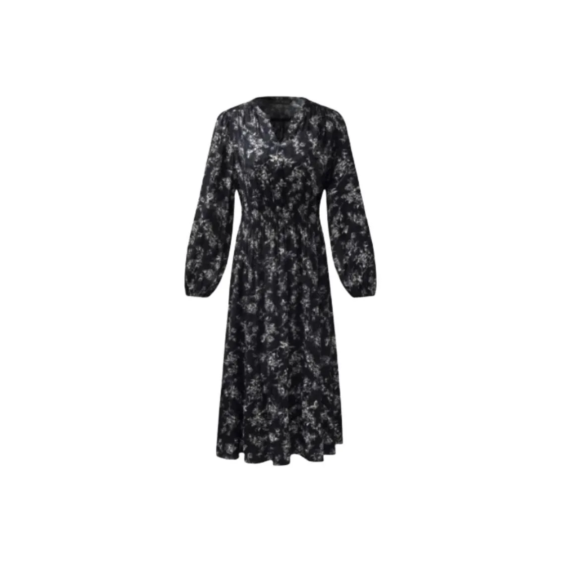 GOELIA Длинное платье с длинными рукавами женское черное бабочка розовый эскиз с принтом