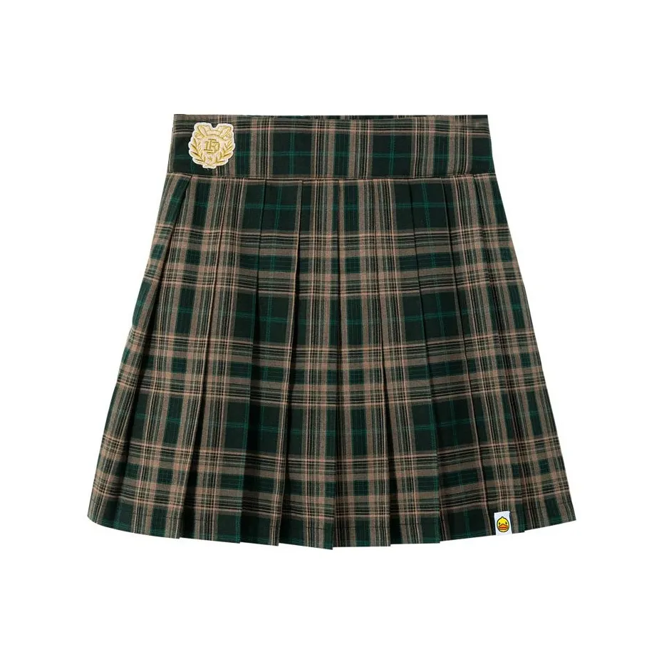 B.Duck Повседневная короткая юбка женская зеленая в клетку