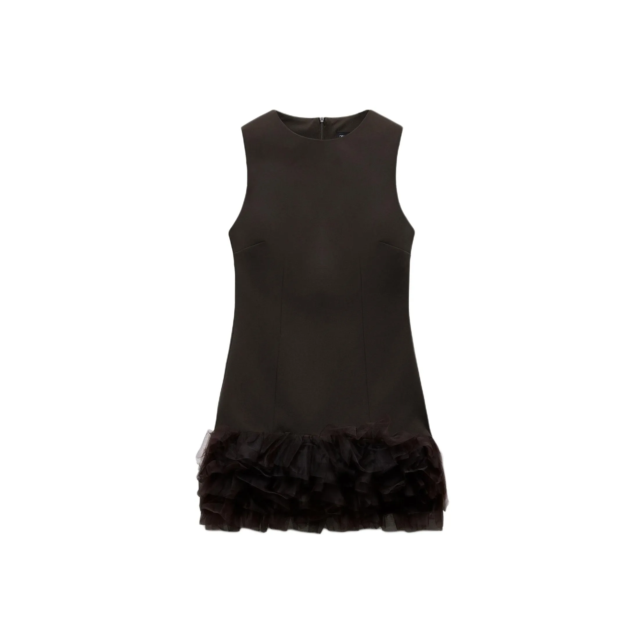 ZARA Trf Без рукавов Платье Женское Темно-коричневый