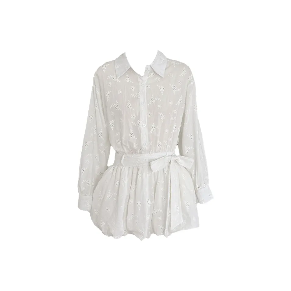 Yvetteclassic Длинное платье с длинными рукавами цвет белый