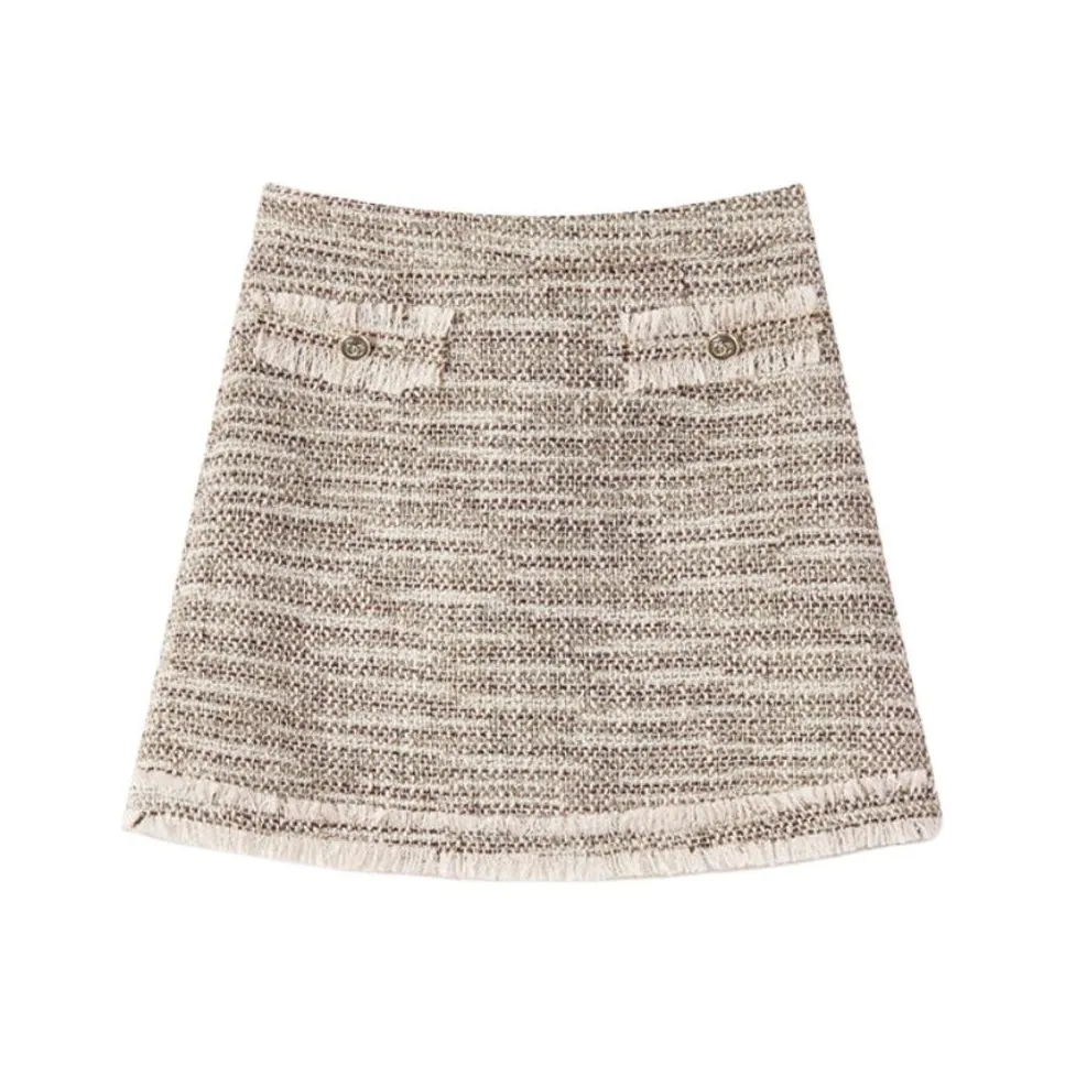 EICHITOO Повседневные короткие юбки женские темно-коричневый узор
