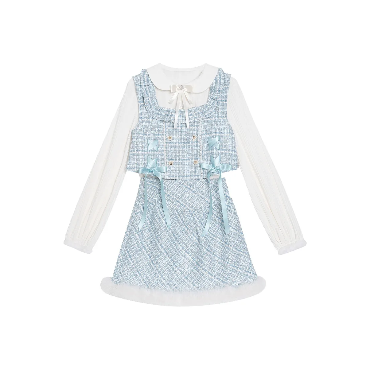 LALAJK Lost Sea Knitted Fabric Top+Sweet Style Skirt Youthful Skirt Set Women's