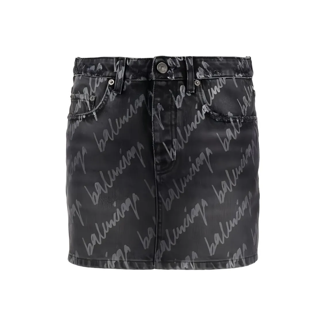 Balenciaga SS22 Denim Short Skirts Women's Black