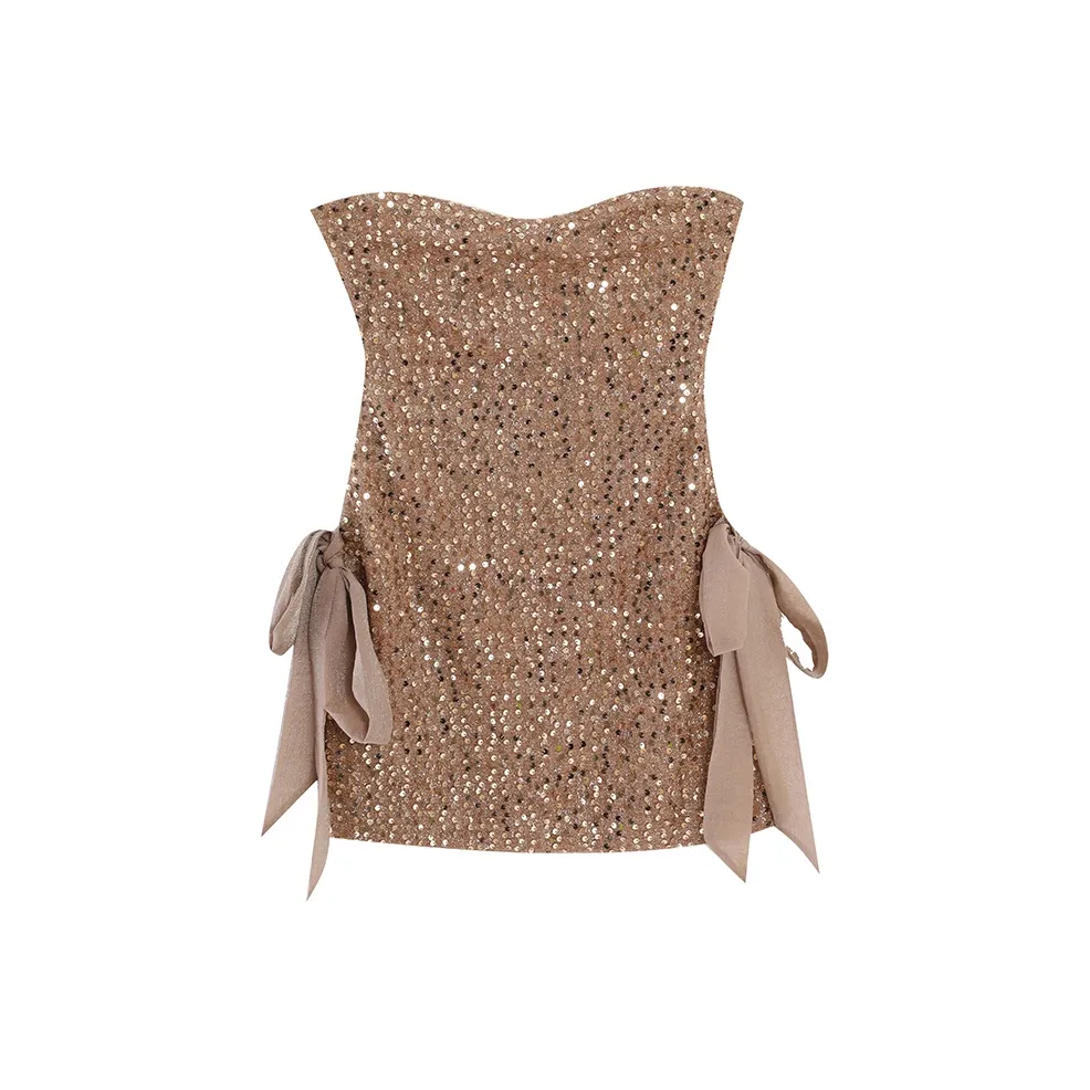 DEDY Без рукавов Платье Женское Шампанское