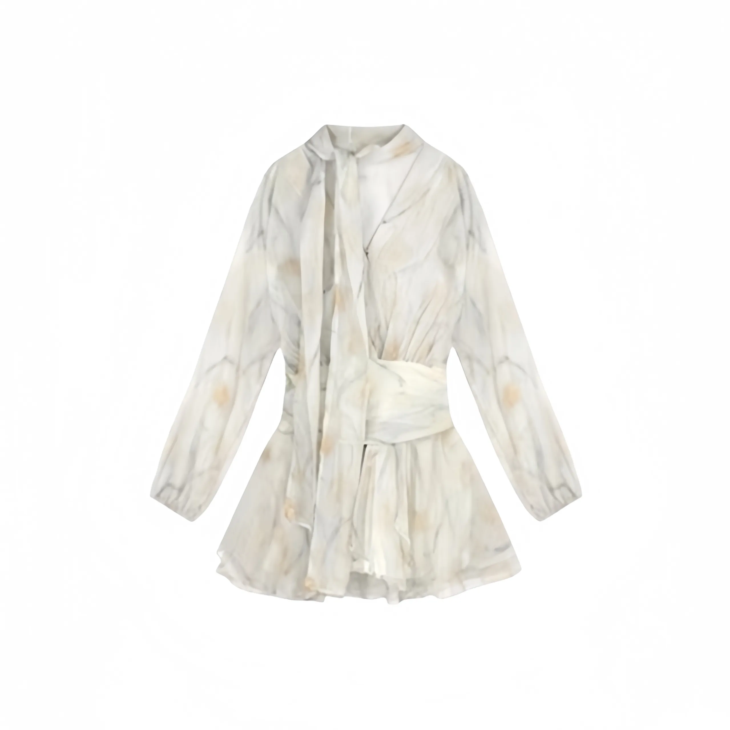 Mu Qingqing Long Sleeved Dress Women's Light Yellow