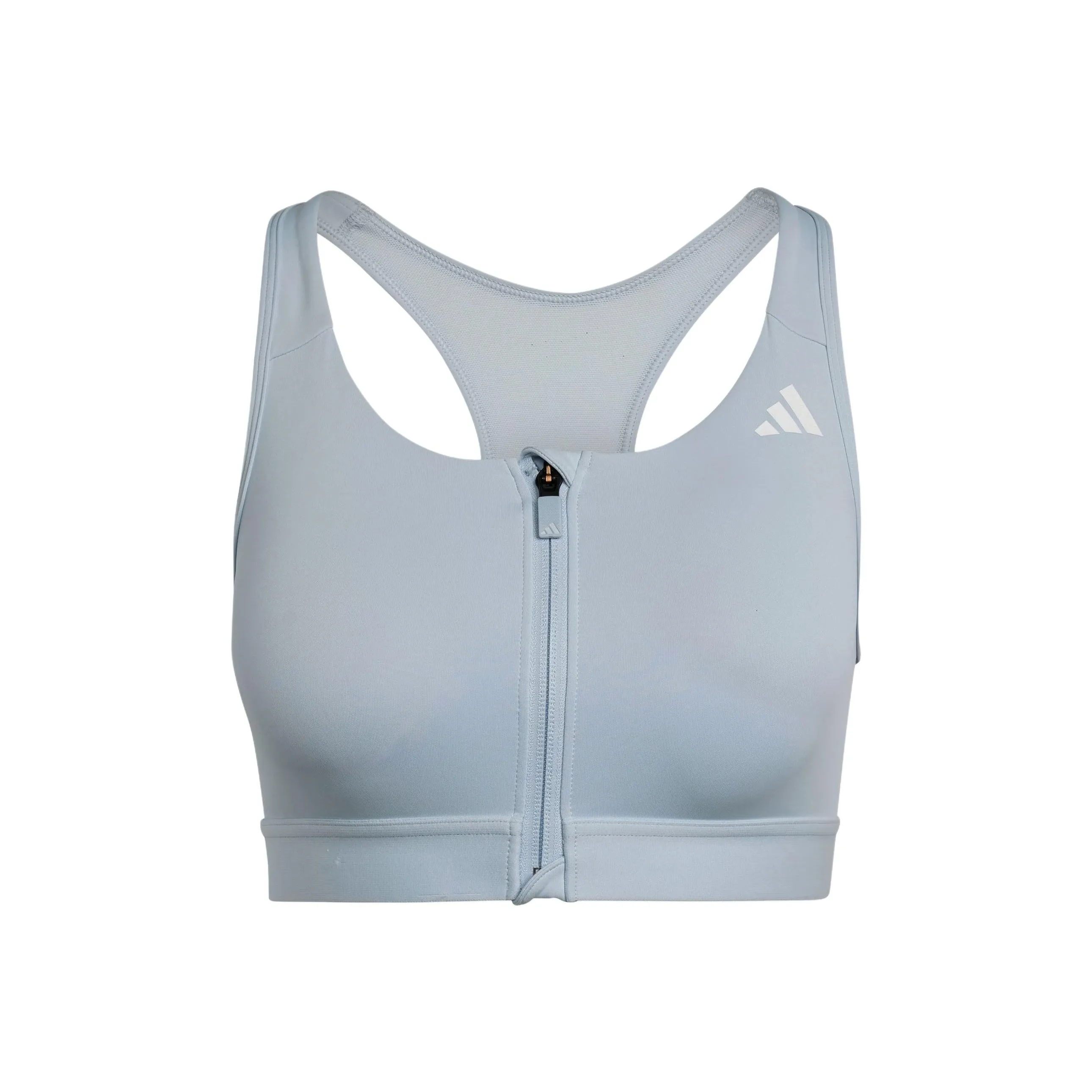 Adidas Powerreact Medium Support Zip Bra Sports Underwear Women's Light Blue