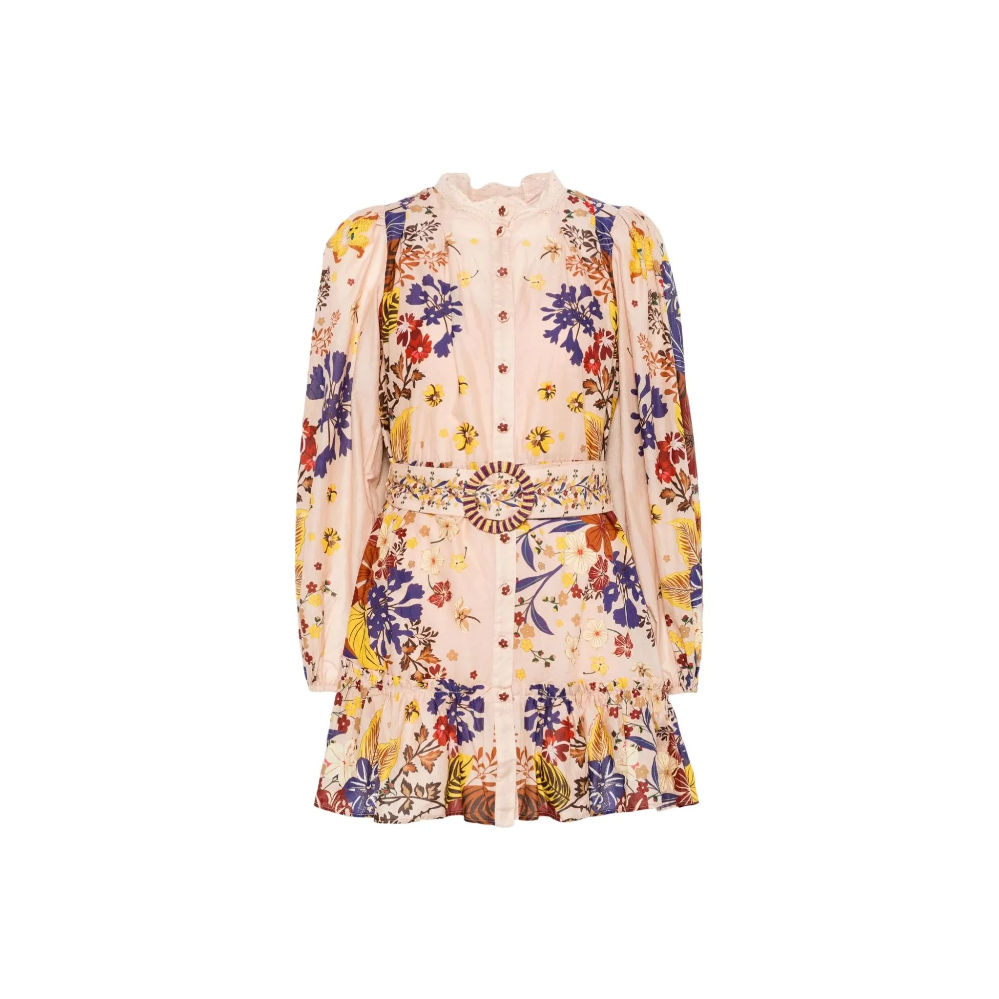 Farm Rio Bouquet Mini Dress With Lace Collar