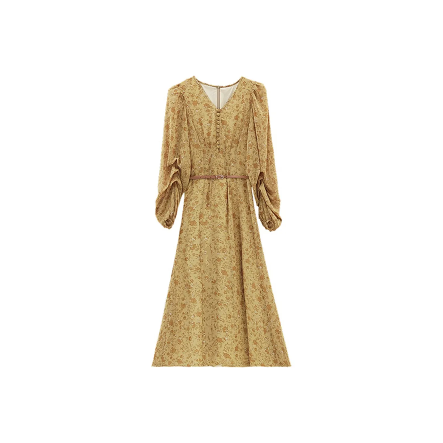 LEMON FAIRY Длинное платье с длинными рукавами женское желтый цветочный