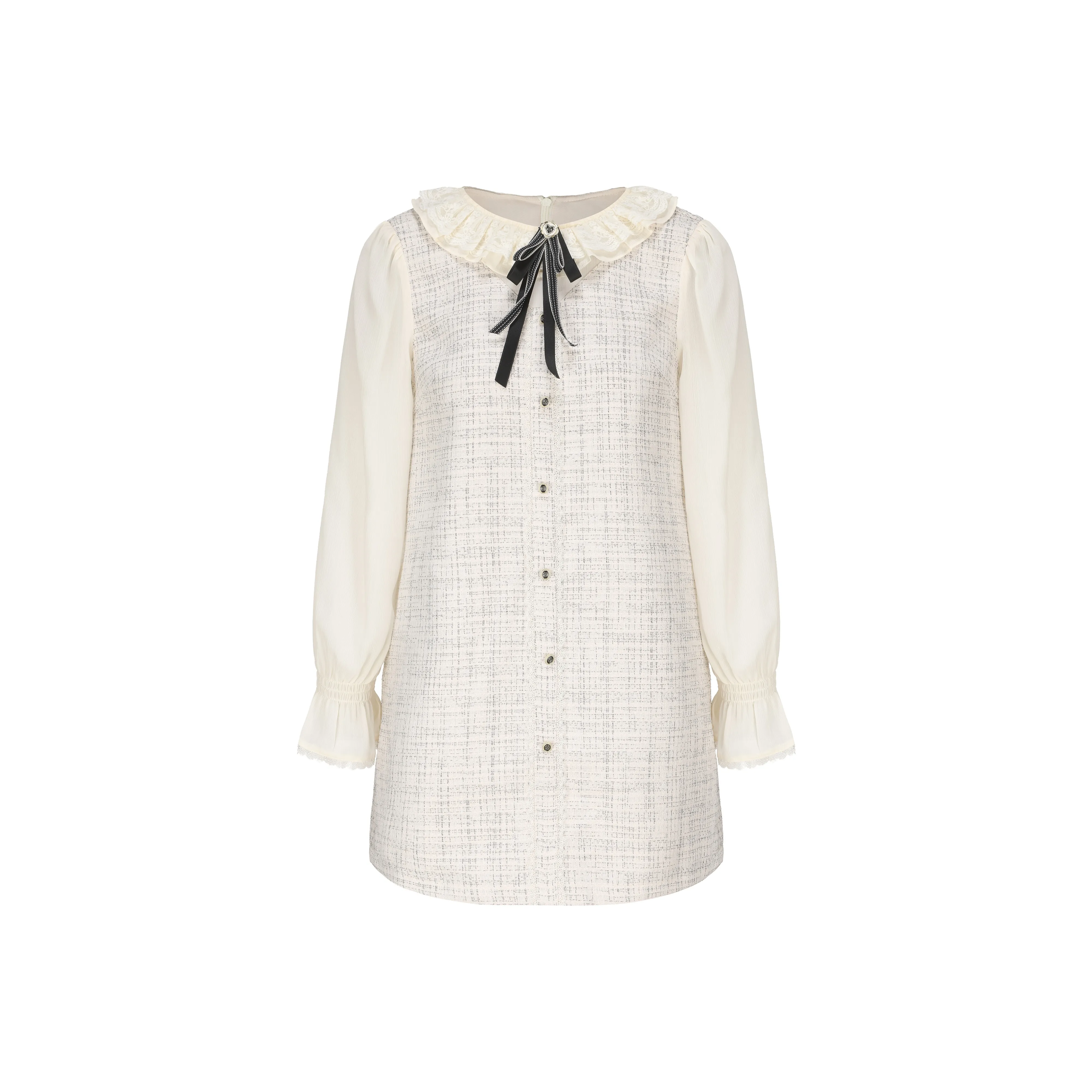 CHIWAWAMEME Long-Sleeved Dresses Women's Chanel-Inspired Beige