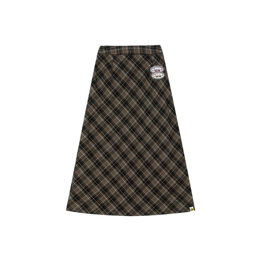 B.Duck Casual Long Skirt Women's Brown Plaid