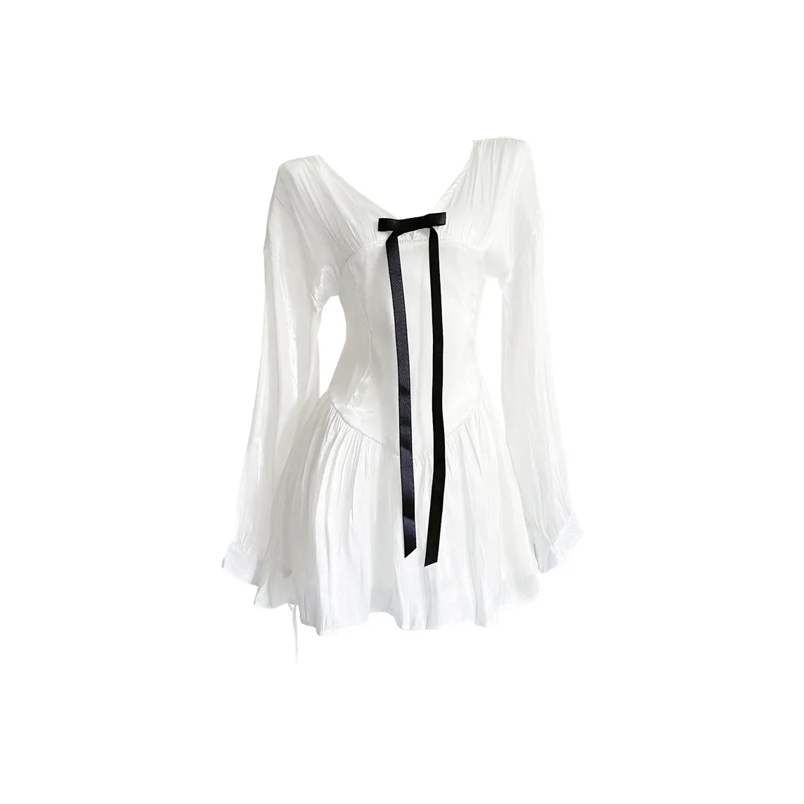 Icicofficial Длинное платье с длинными рукавами цвет белый