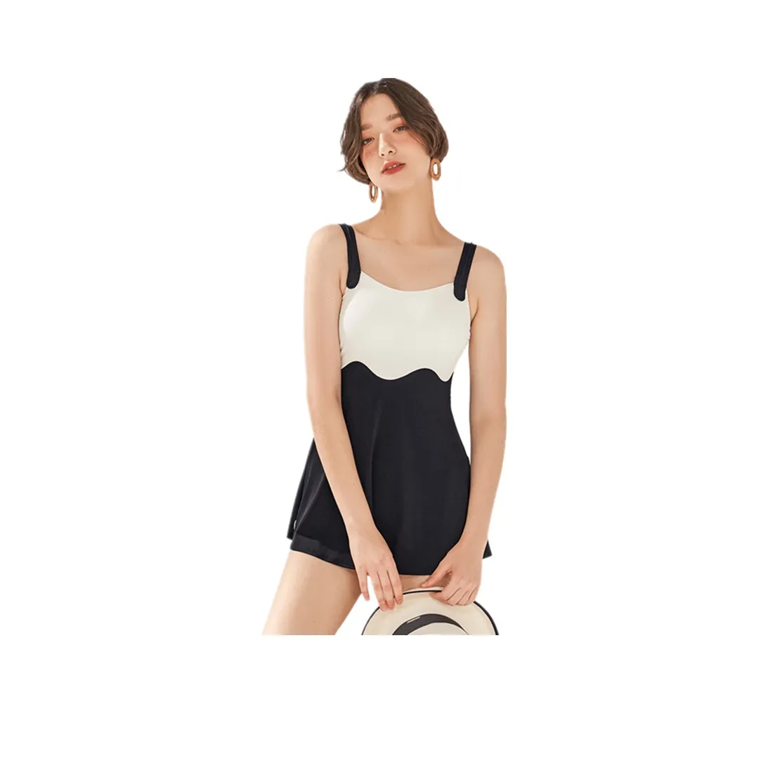 TOSWIM One Piece Swimsuits Women's Black White