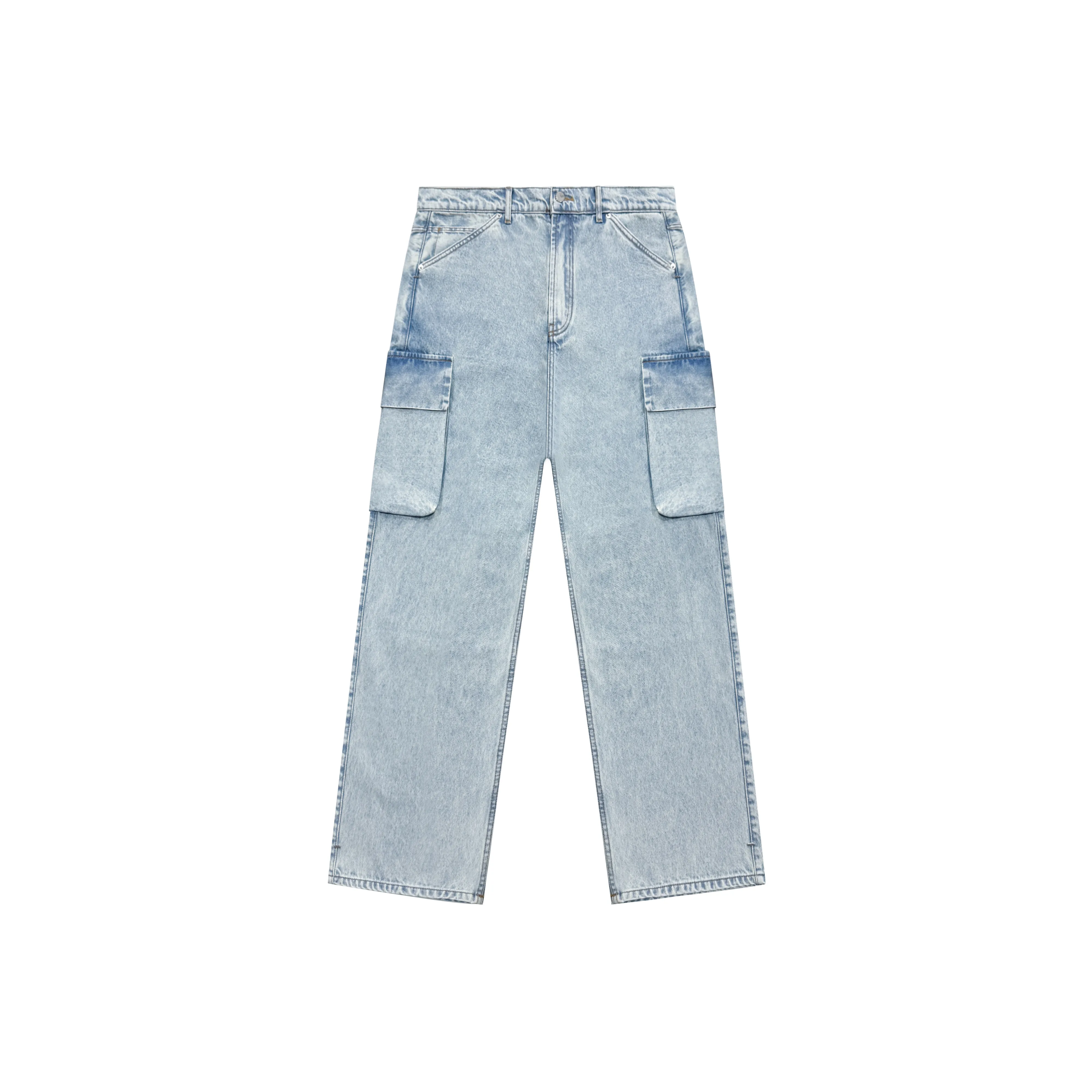 Askyurself Деним Карго Брюки Унисекс Выстиранный Синий