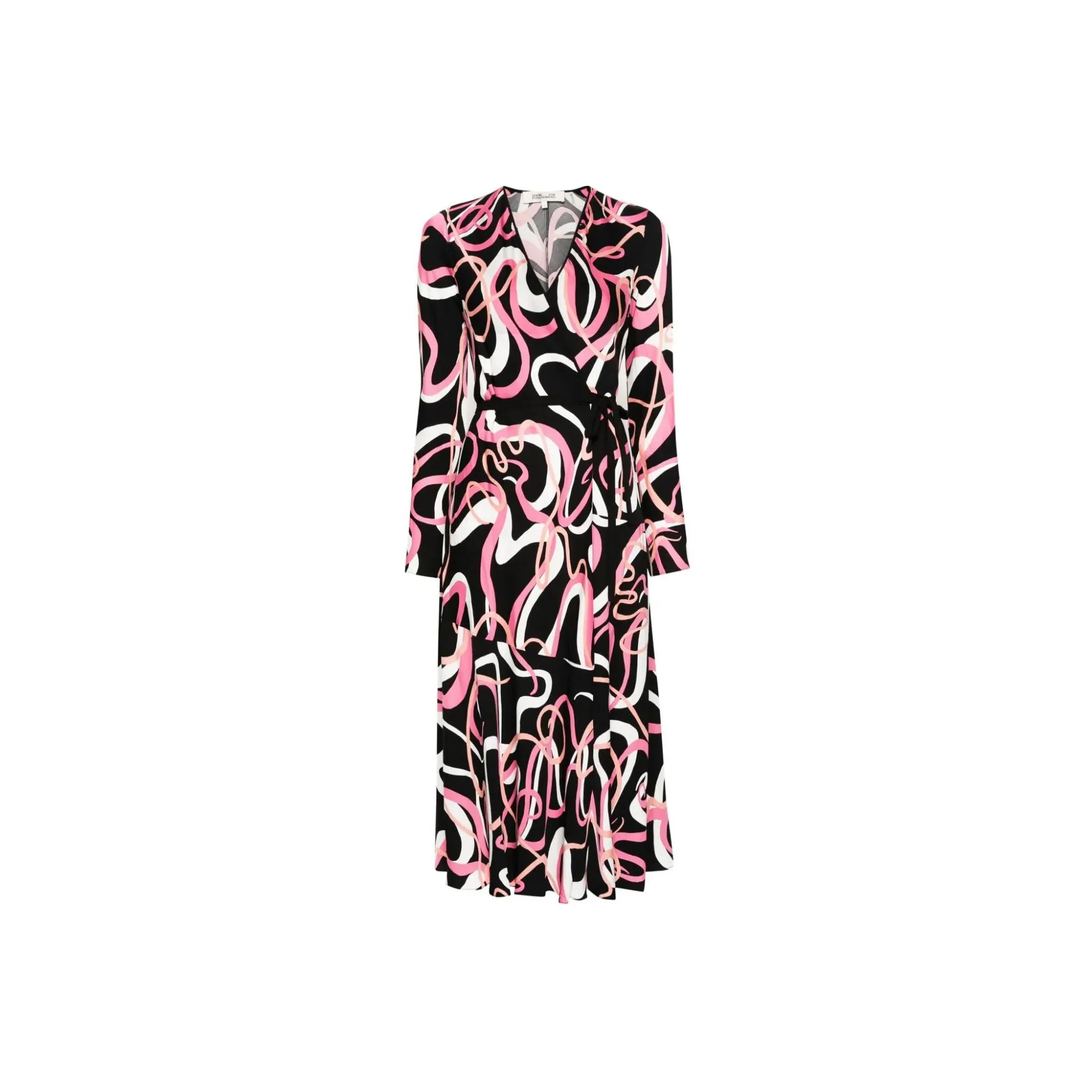 DVF Diane Von Furstenberg SS24 Длинное платье с длинными рукавами женское черное