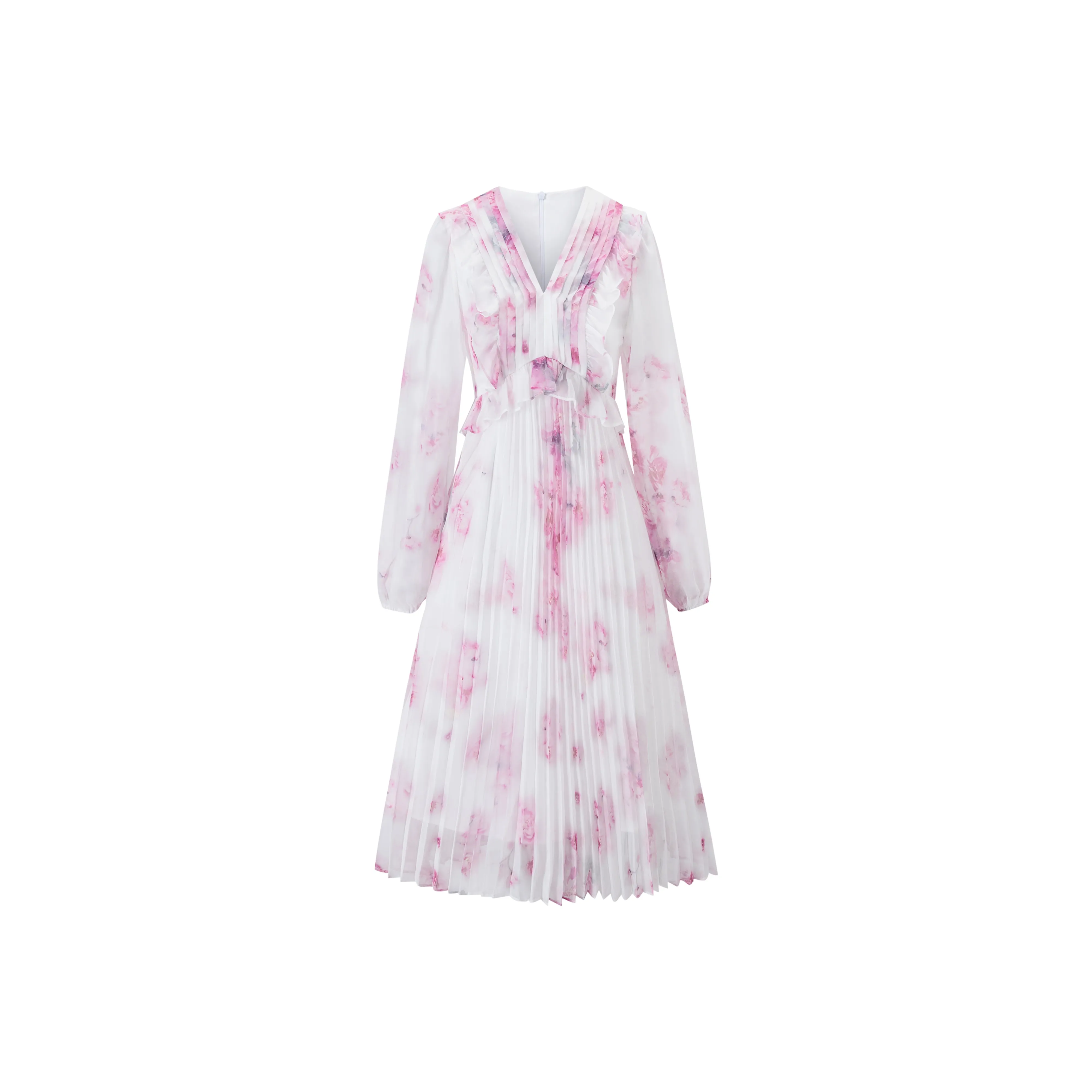 Fish Rabbits Long Sleeved Dress Women's Cherry Blossom Pink