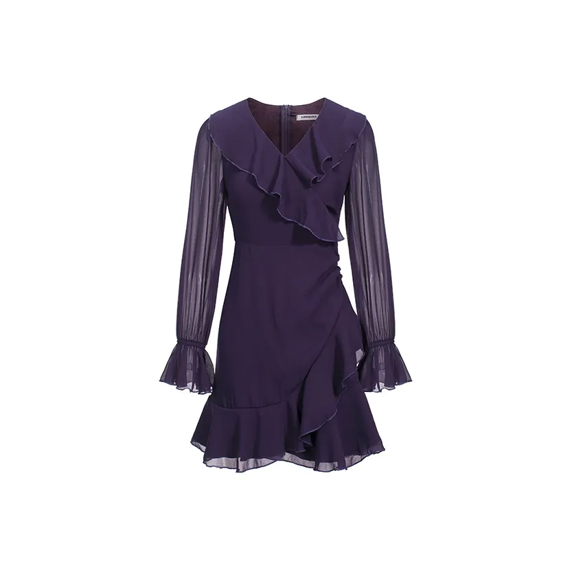 ABBY GODDESS Длинное платье с длинными рукавами женское фиолетовое