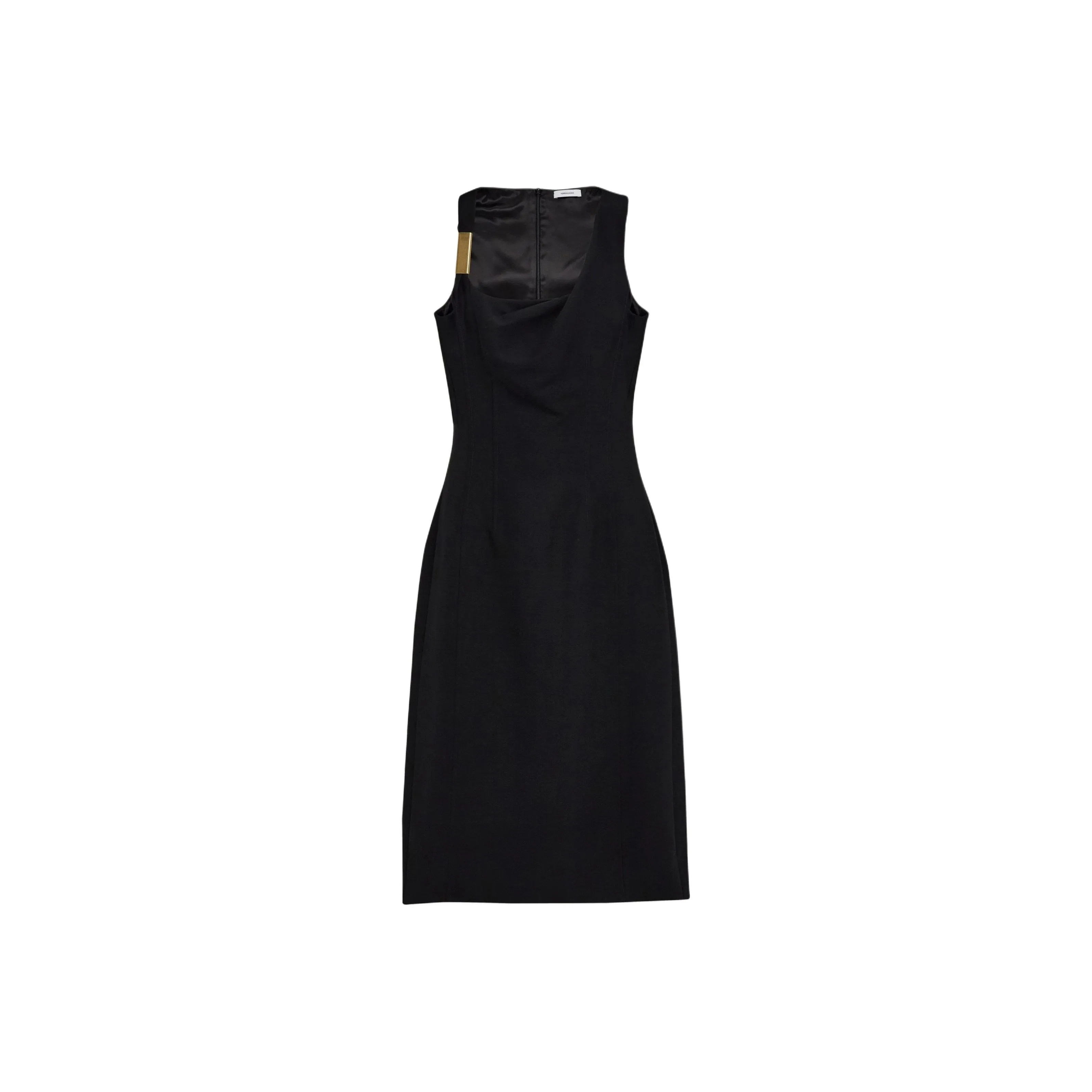 Ferragamo Gathered Neckline Corseted Dress