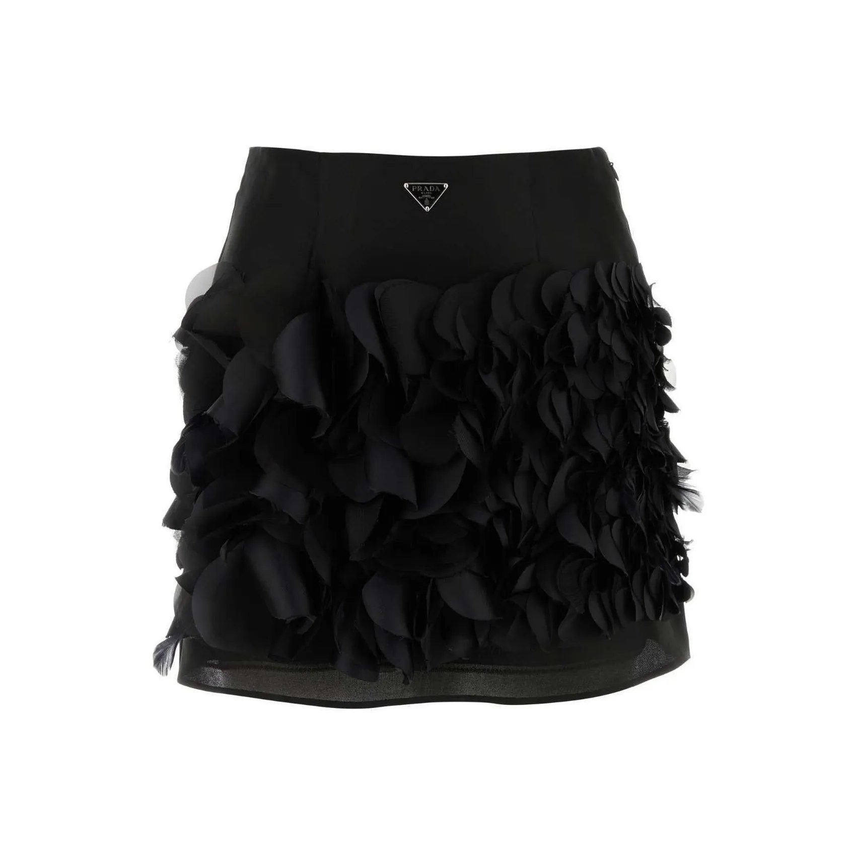 PRADA Enamel Triangle Logo Straight Hem Mini Skirt