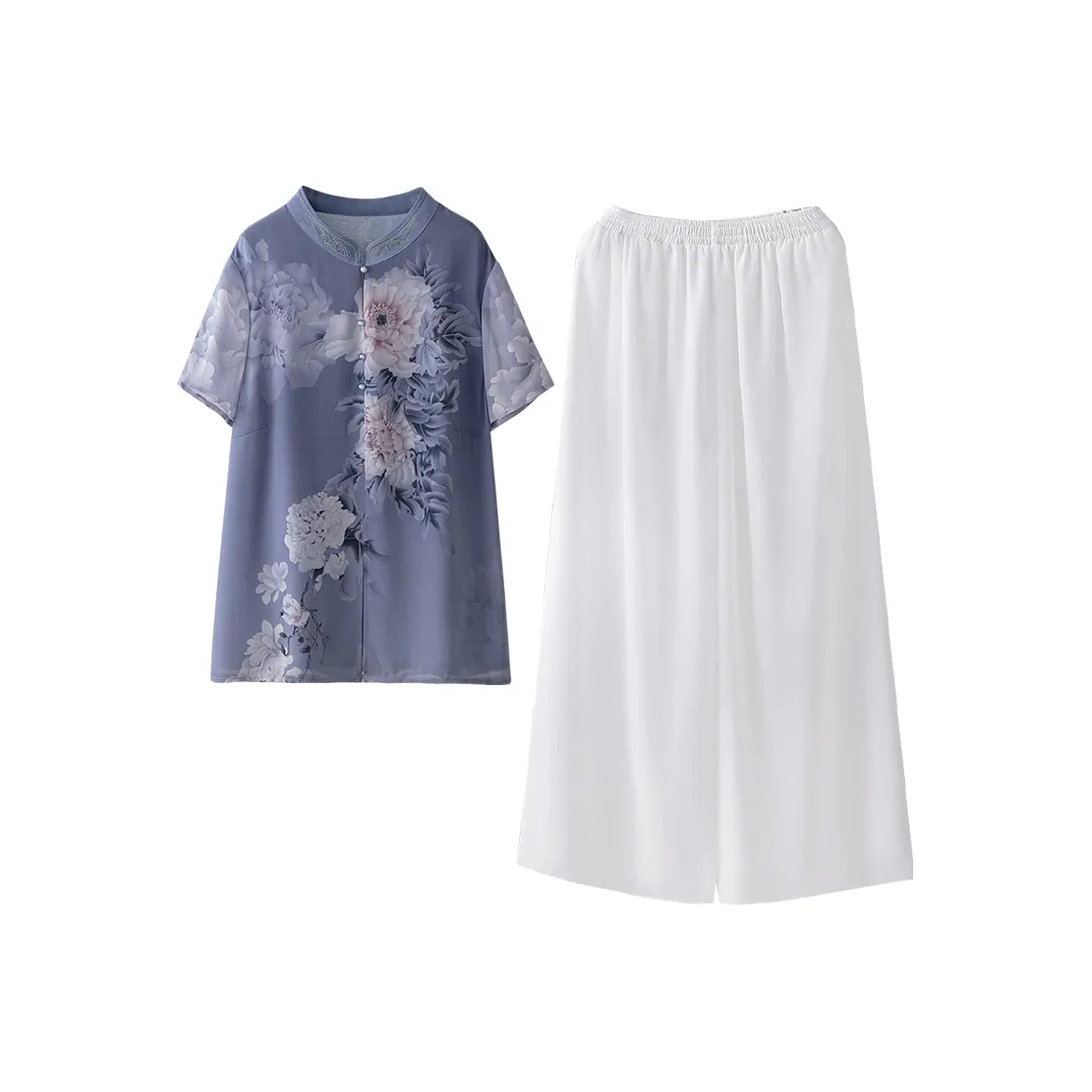 Cypress House Casual Suit Women's Blue Top White Bottom