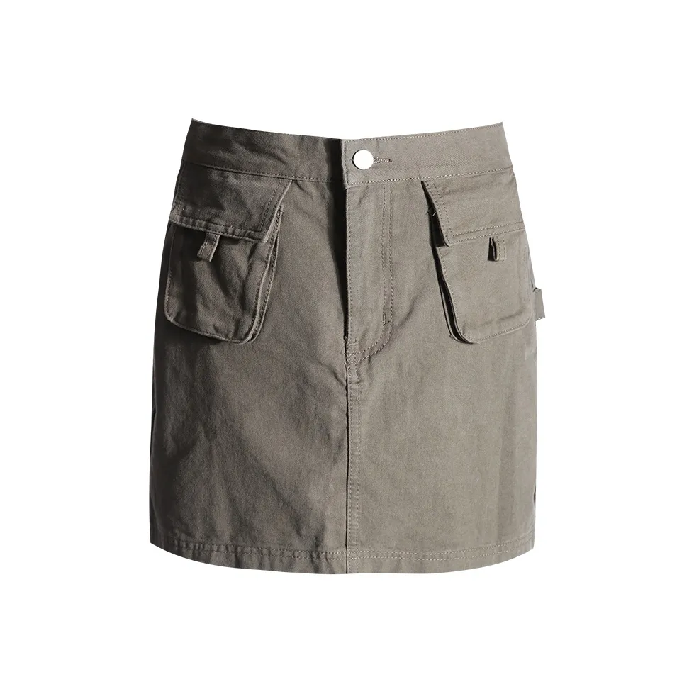 Wen Shan Повседневные короткие юбки Женские Серый Зеленый