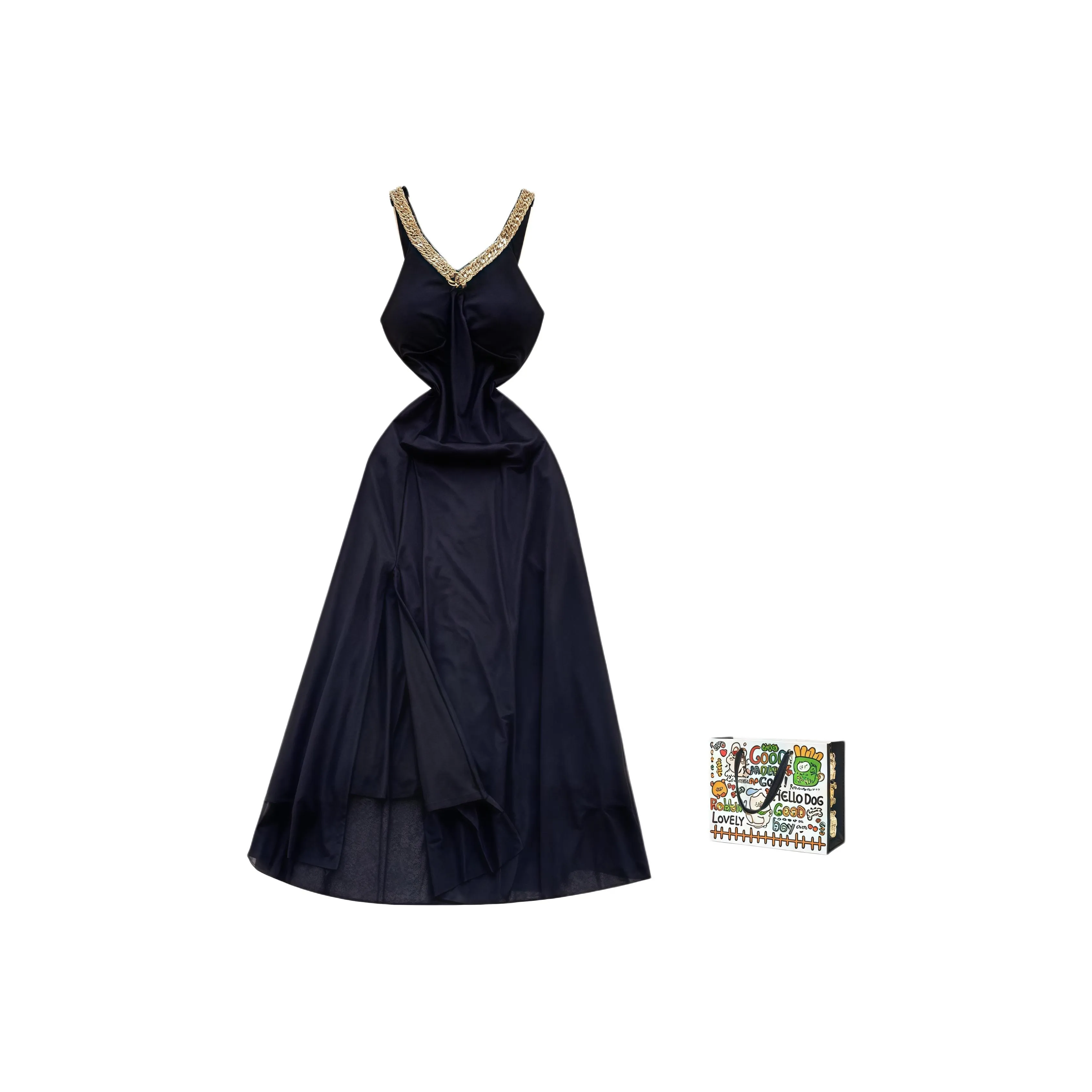 OURUOKE Без рукавов Платье Женское Черная Сумка для покупок Включена