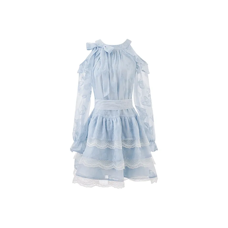 Frustration Garden Длинное платье с длинными рукавами женское небесно-голубой