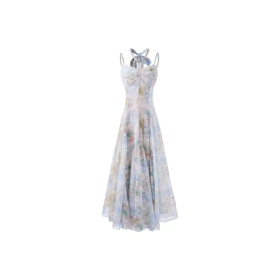 PUREIDOL Slip Dresses Women's Blue[Cardigan+Camisole Dress]