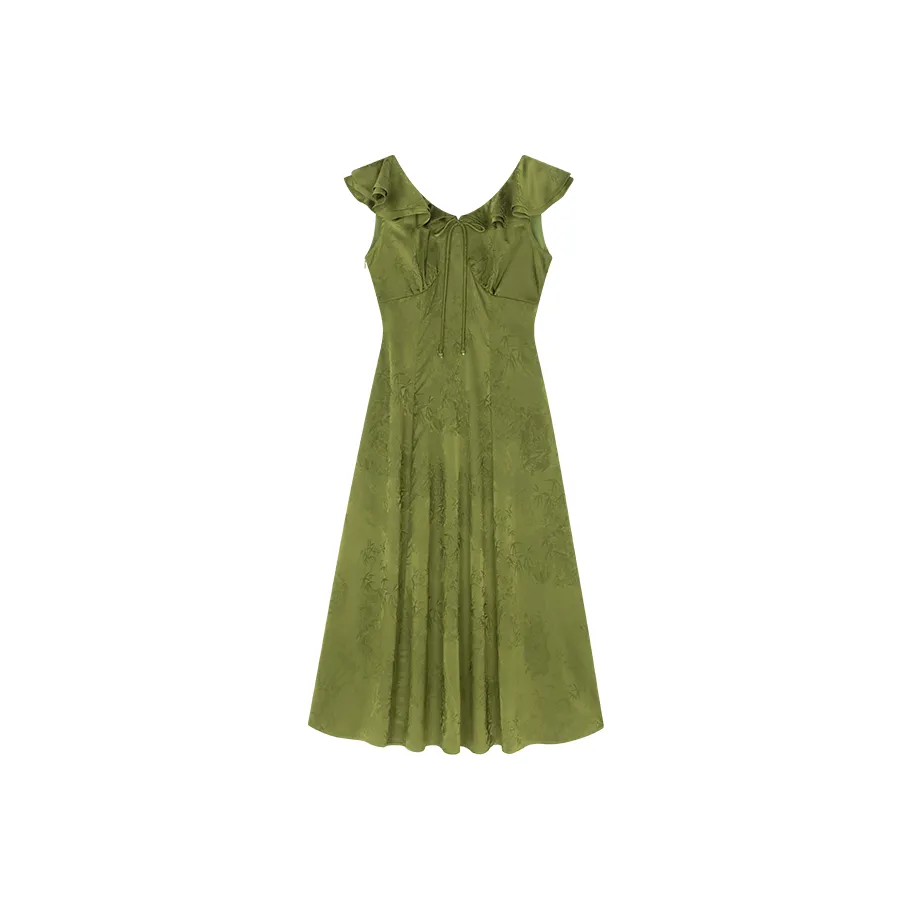 Mo Han Yi Mei Без рукавов Платье Женское Зеленое
