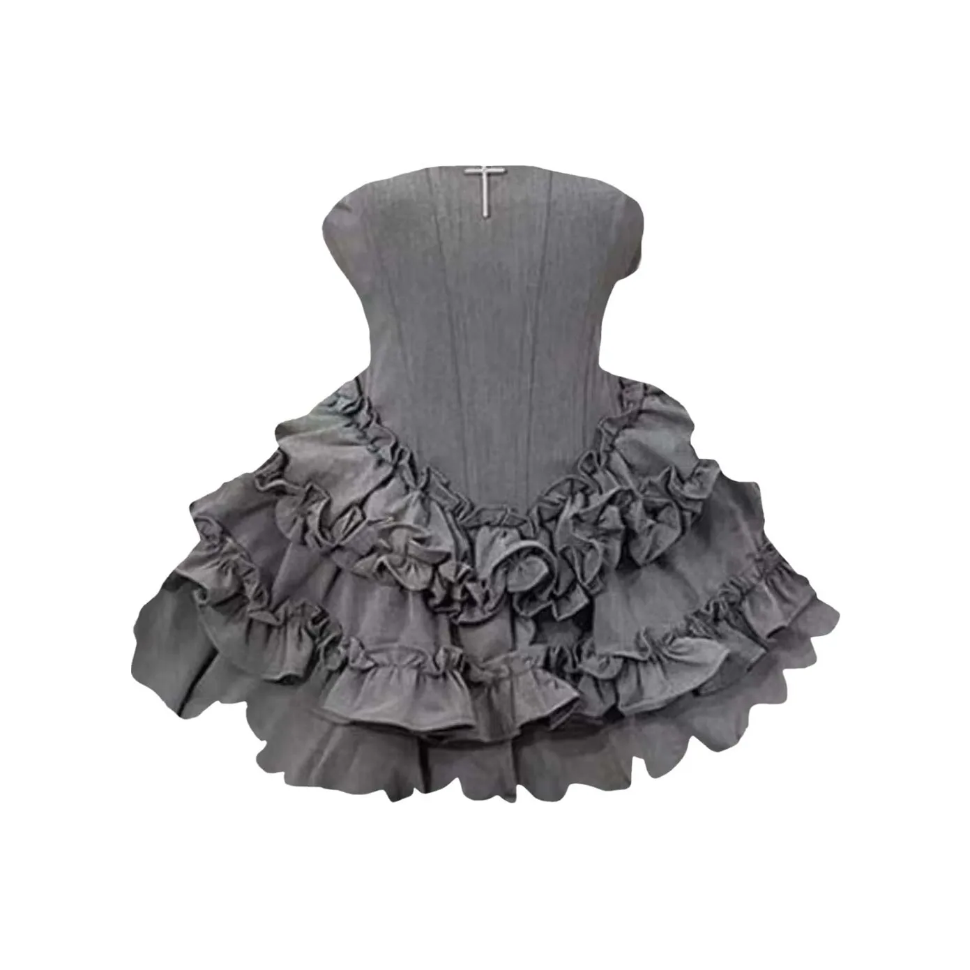 WOVLAS Без рукавов Платье Женское Серое