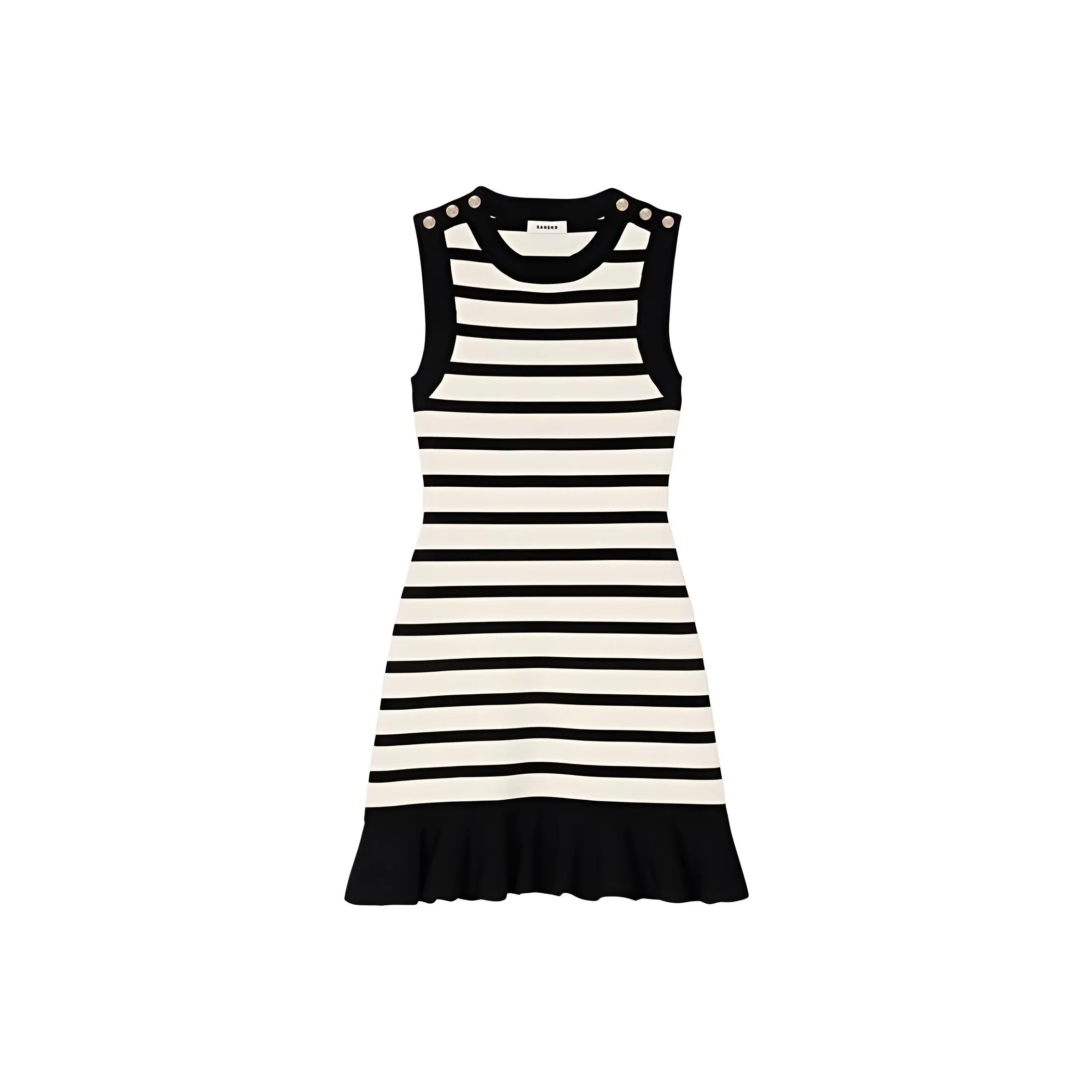 Sandro Без рукавов Платье Женское Черно-Белое
