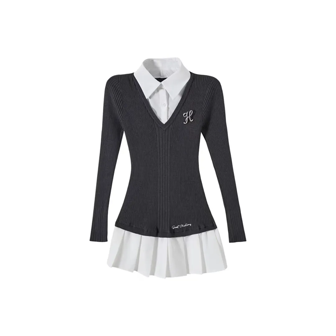 Incolore Длинное платье с длинными рукавами женское серое