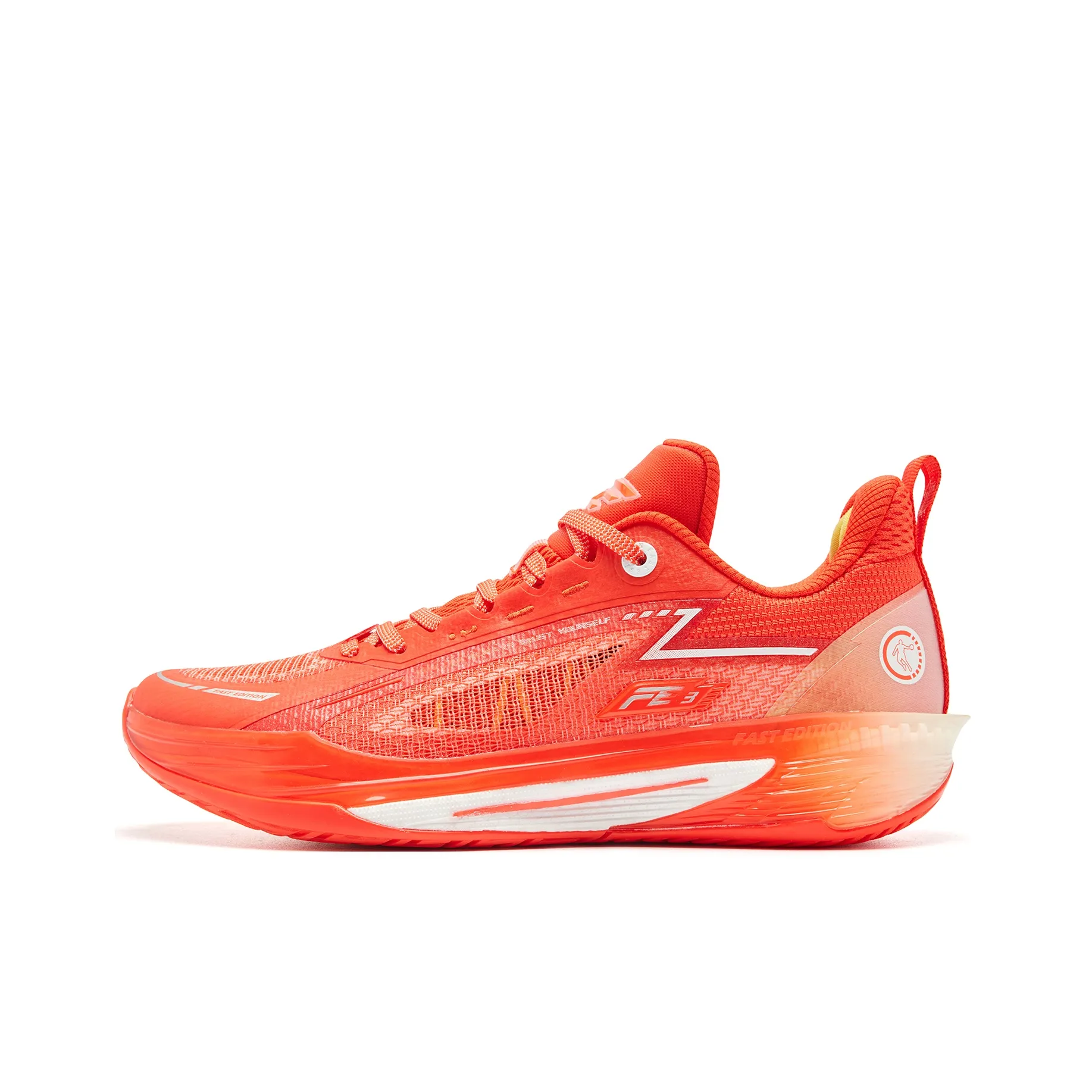 QIAODAN FE3,0 Баскетбольные кроссовки Low Топ Ярко-оранжевый Джордан-белый Мужской