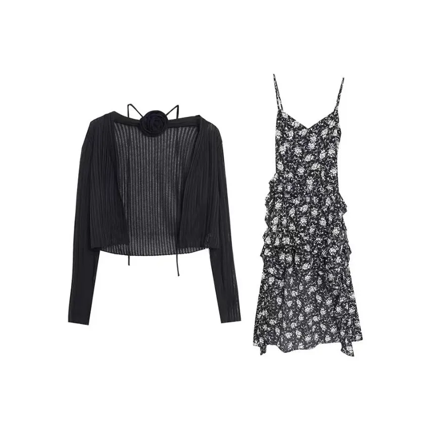 PUREIDOL Платье с юбкой Женское Черный Кардиган + Черная Юбка