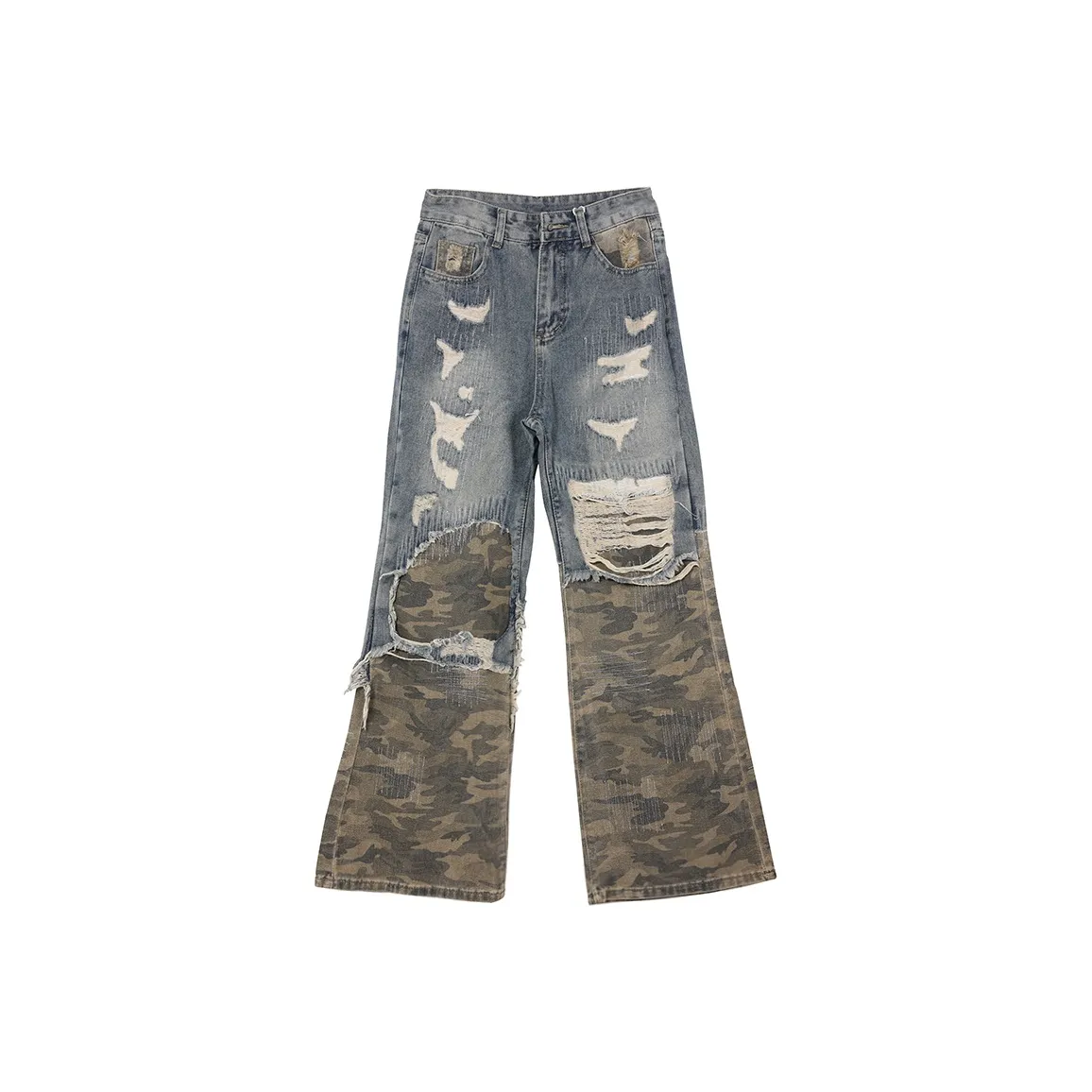 FWTW Jeans Women's Blue Patchwork Camouflage