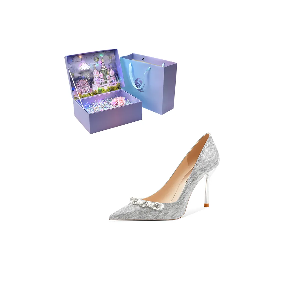 ROBINHOOD Узкий каблук Высокие каблуки Женские Серебряные