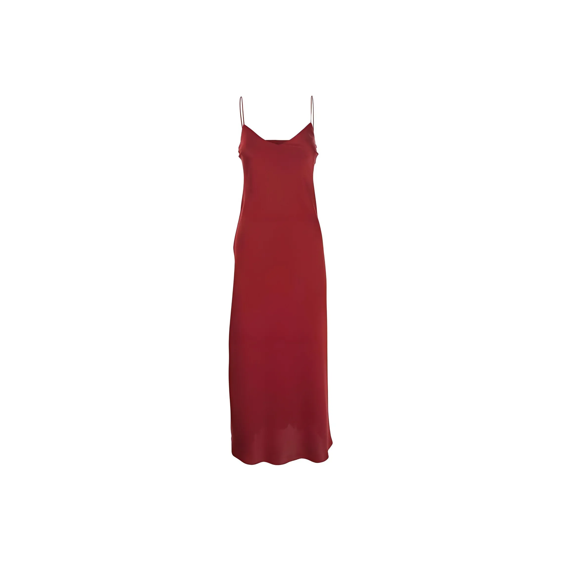 Plain Bordeaux Dress With Spaghetti Straps